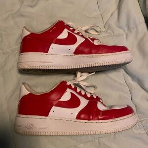 Custom Red & White Nike Air Force 1s – Women’s 8.5 / Men’s 7